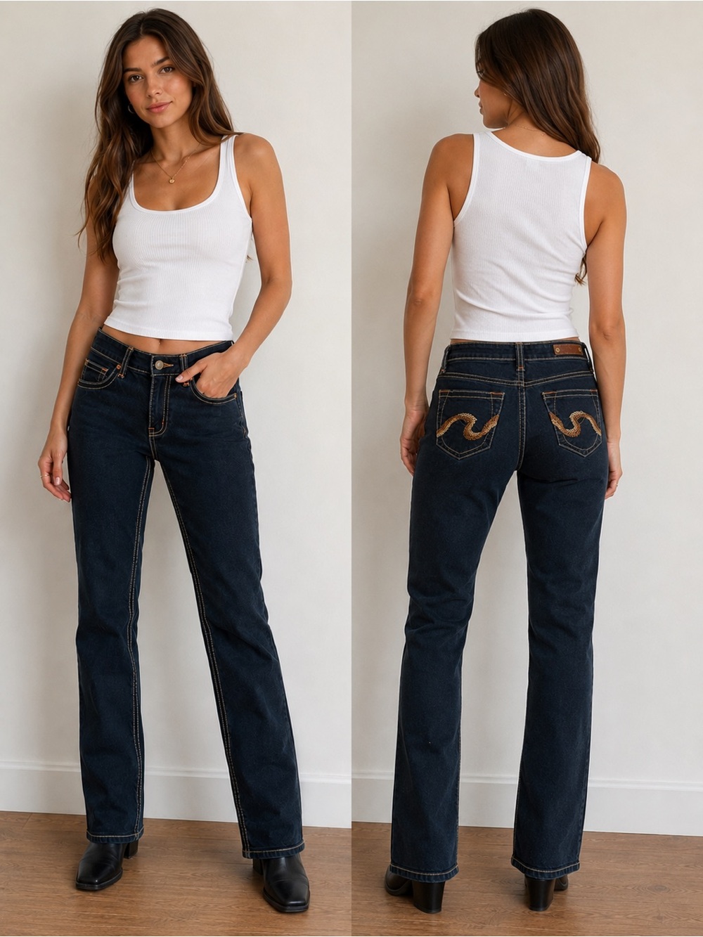Southpole Dark Wash Jeans Women’s Size 3 Embroidered pocket denim y2k